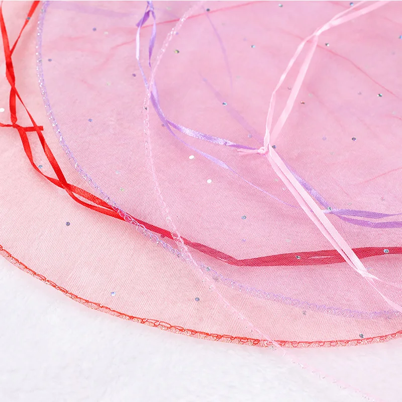 100 шт./лот 35 см диаметр газовая сумка круглые органзы сумки на шнурке упаковка