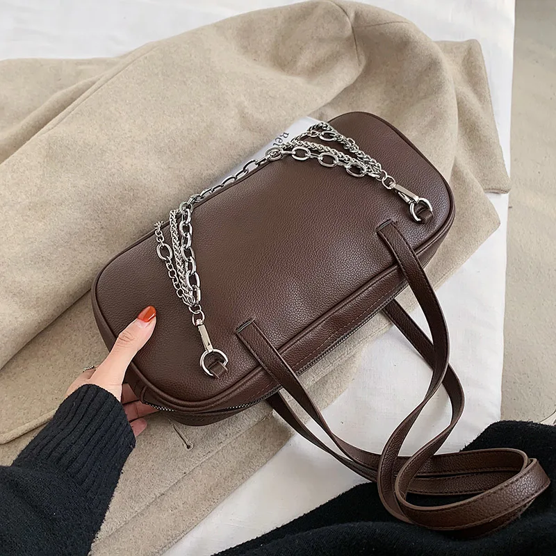 

Fashion Simply PU Leather Crossbody Bag For Women 2021 Pillow Solid Color Shoulder Messenger Bag Lady Chain Travel Small Handbag