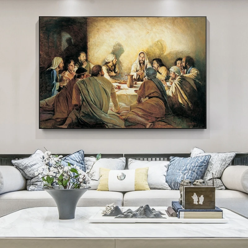 

The Last Supper Da Vinci Famous Oil Painting on Canvas Jesus Religious Posters and Prints Wall Picture for Living Room Decor