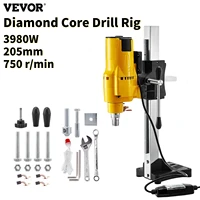 vevor 205mm vertical diamond core drill rig stand 3980w heavy duty engineering bench wet dry concrete marble drilling machine