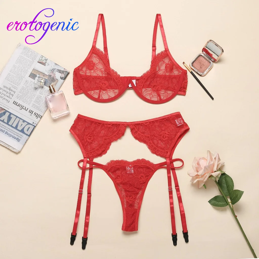 Комплект нижнего белья эротическое Новое Женское цветочное кружевное нижнее