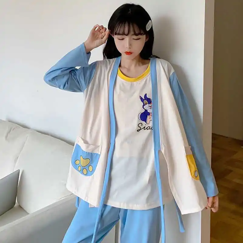 

Three piece cotton maternity suit, postpartum nursing suit, autumn suit, pregnant women's pajamas, spring autumn summer thin