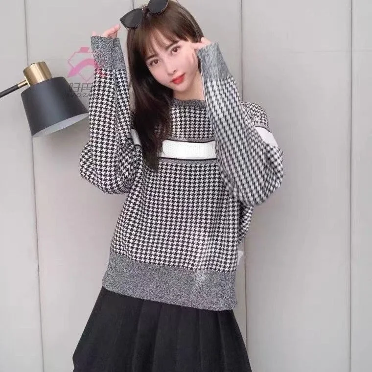 

Женский пуловер с буквенным принтом, тонкий вязаный свитер свободного покроя на осень и зиму, 2021