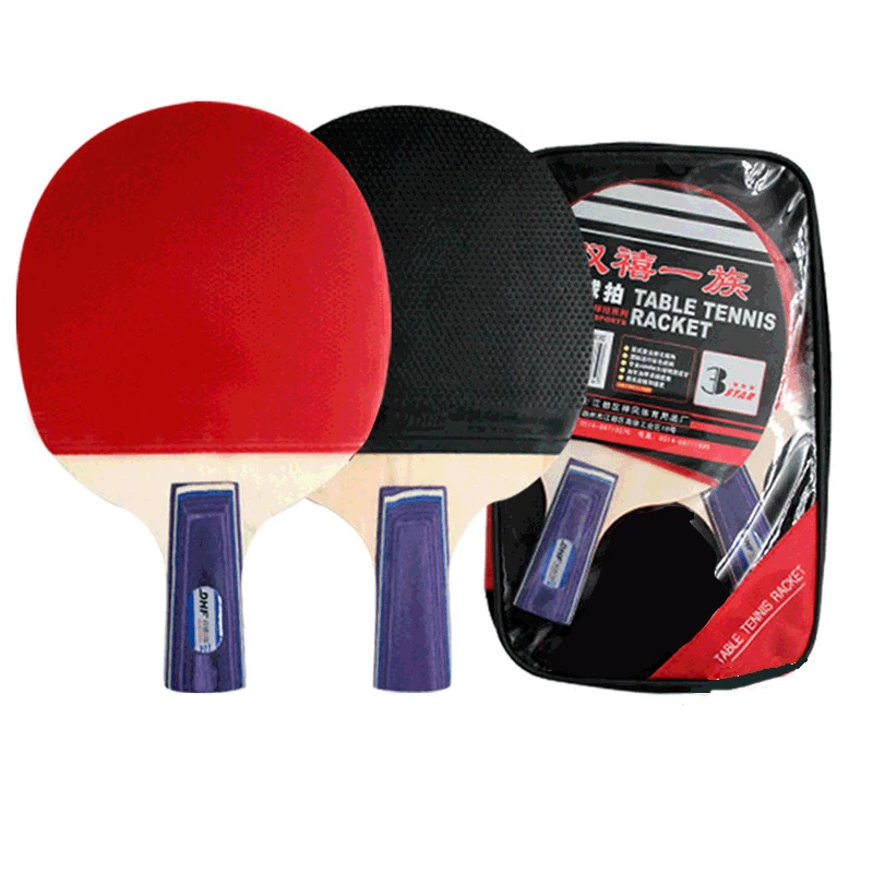 

2 Table Tennis Racket Sets Short Handle With Three Balls High Elastic Fast Attack Sponge Starter Set Ping Pong Paddles