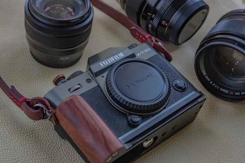 Деревянная рукоятка кронштейн с алюминиевой основой для FUJI XT30 Fujifilm X-T30 |