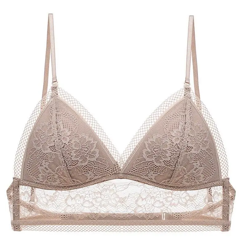 

Lace the triangle cup underwear thin female models U small backless hang chest wear more thin neck with cross the bra back