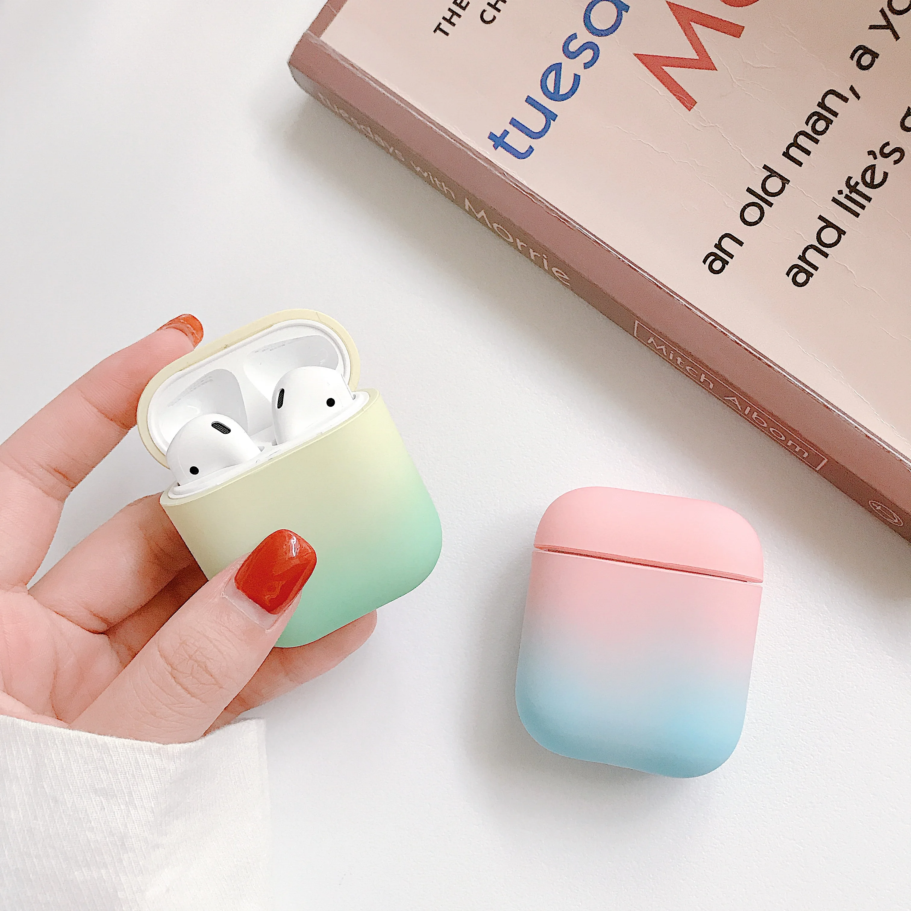 Для AirPods чехол градиентный Радужный цвет Твердый защитный Bluetooth беспроводные