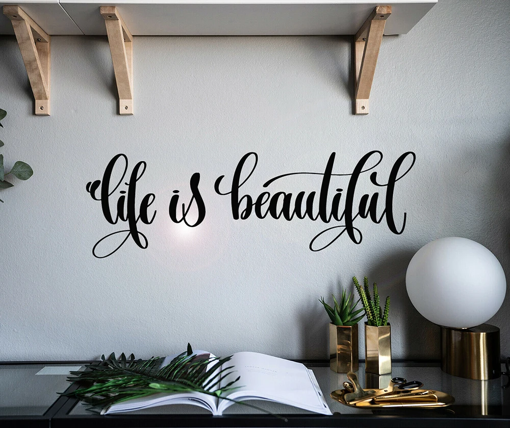 Life Beautiful Quote Wall Decals Inspiring Phrase Vinyl Sticker Home Decor Living Room Kids Mural diy A290 | Дом и сад