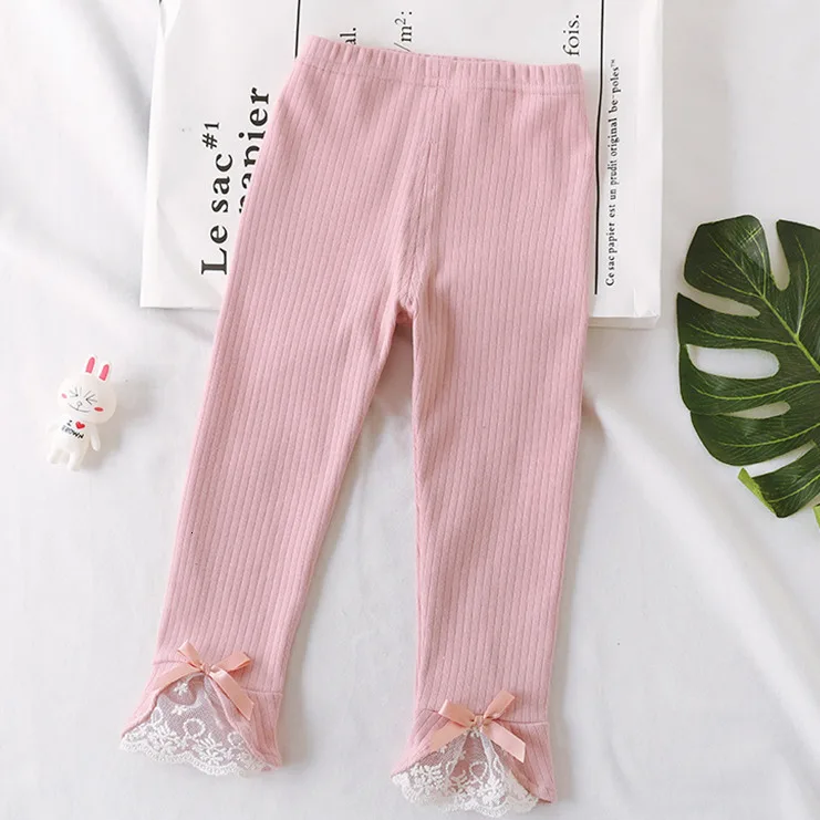Pink Штаны для девочек весенне-осенние детские модные хлопковые леггинсы, брюки для маленьких девочек, детская одежда длинные штаны, 2, 3, 4, 5, 6, 7 лет - Цвет: Pink