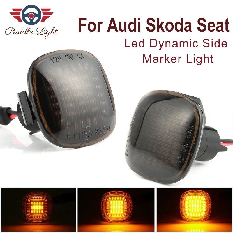 2 шт. светодиодный динамический Боковой габаритный фонарь для Skoda Superb Octavia FABIA ROOMSTER Rapid Audi A3 8L A4 B5 A8 Seat Leon IBIZA Cordoba