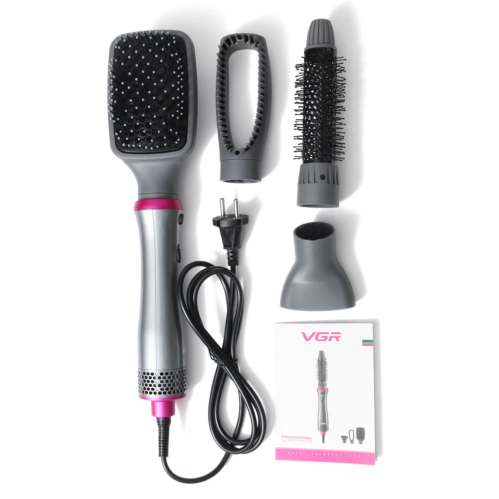 

VGR hot air brush hair dryer hair roller hair straightener brush Multifunctional hot air comb negative ion curler straight comb