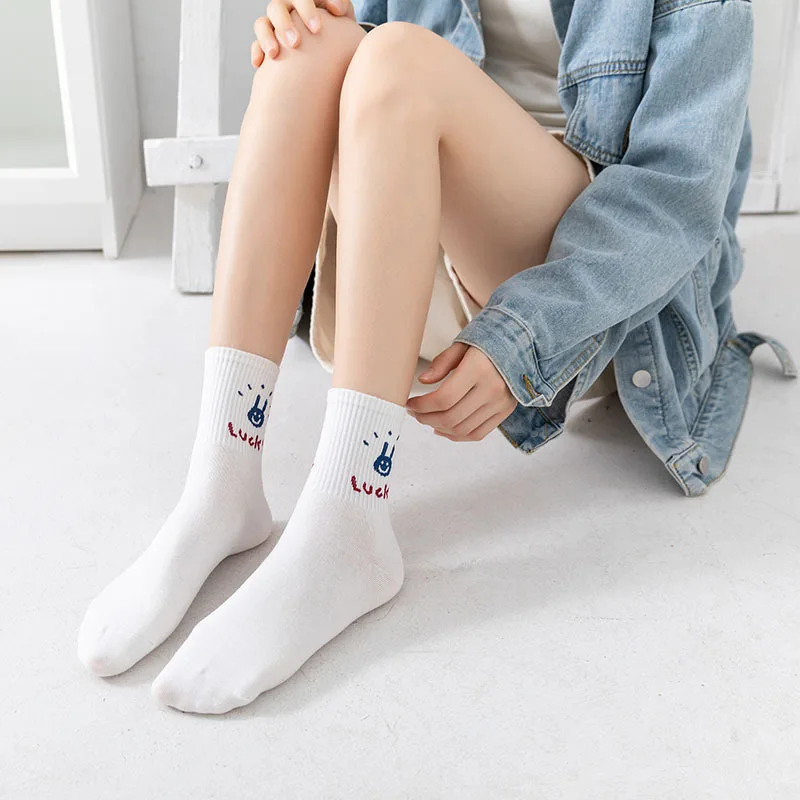 2022Fashion Cartoon Animal Cotton Socks Funny Cute Kawaii Dog Cat Character Print Women Female Hipster Harajuku Short Sock - купить по