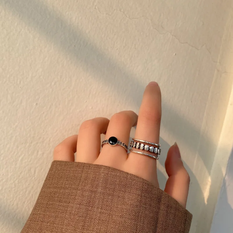 Женское кольцо из серебра 925 пробы с черным Цирконом | Украшения и аксессуары