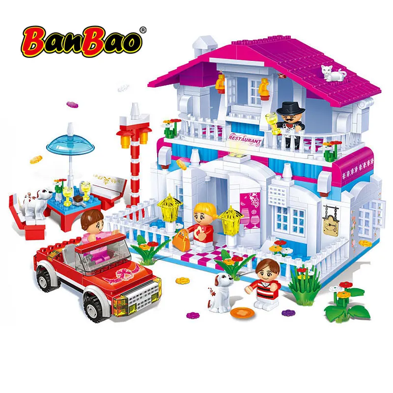 BanBao счастливый Ресторан строительные блоки кирпичи обучающая игрушка модель