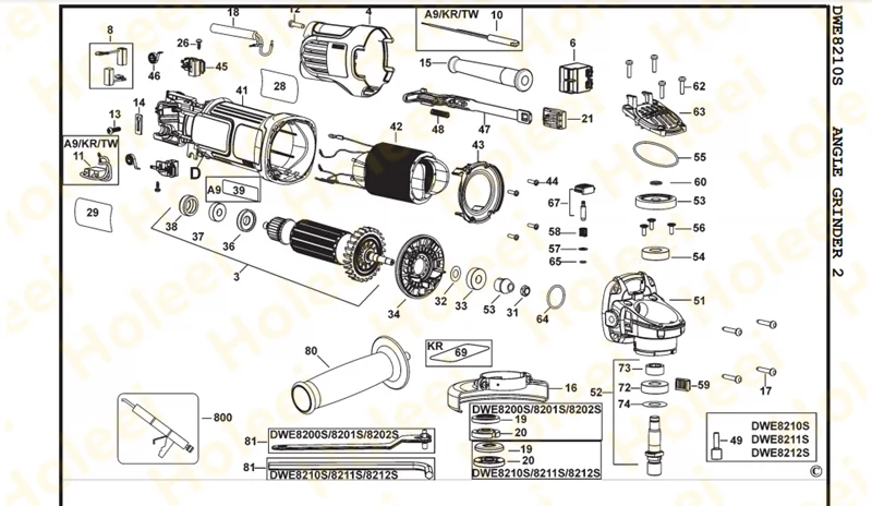 Задняя крышка для DEWALT DWE8200S DWE8211S DWE8201S DWE886S DWE8210S N244159 | Инструменты