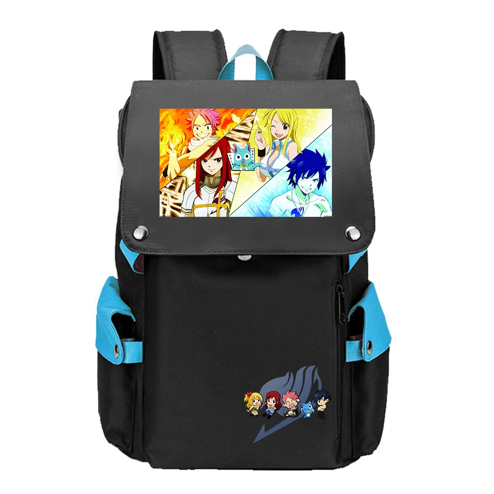 

Школьные ранцы с рисунком Феи хвоста из аниме, большой мультяшный рюкзак для книг с флагом, дорожный женский рюкзак из ткани Оксфорд на плечо, сумка для ноутбука с USB-зарядкой