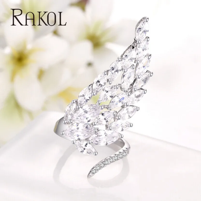 RAKOL белый цвет форма крыло Ангела полностью проложенный кубический циркон