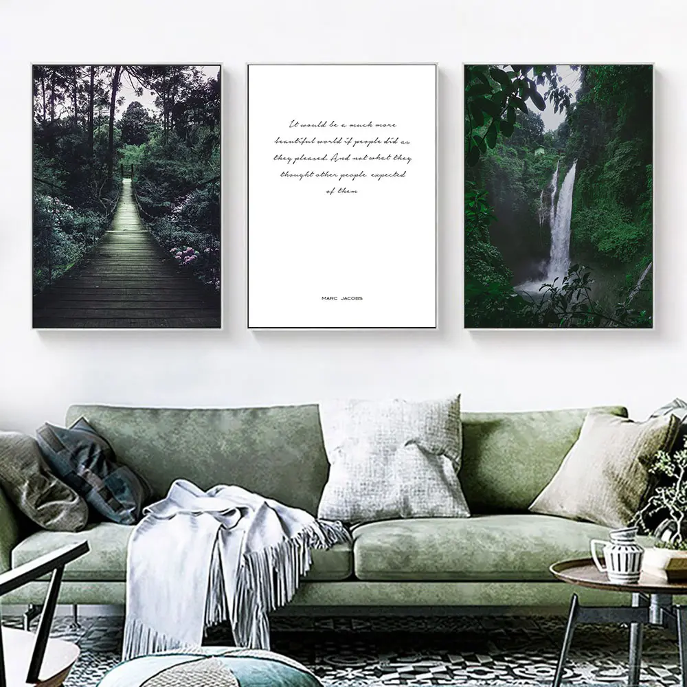 Зеленые листья Настенная картина с ландшафтом Печать Живопись Художественная