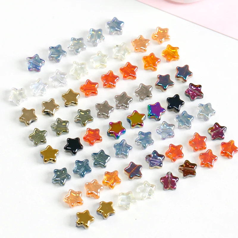 

60pcs/color plated five-pointed star glass crystal star loose beads DIY handmade beaded necklace material jewelry accessories