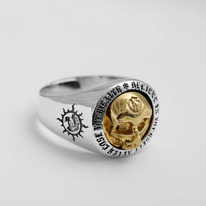 Gold Skull Punk Men's Ring Soul Skeleton Steampunk Hip Hop Rock Men Gothic Jewelry Finger-ring Vintage Ringen Charm |