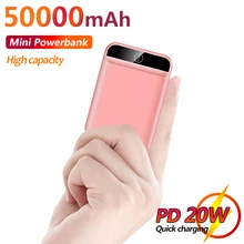 Mini Portable 50000mAh Mobile Charger with Dual USB Port Outdoor Safe Emergency External Battery Power Bank for Iphone Xiaomi
