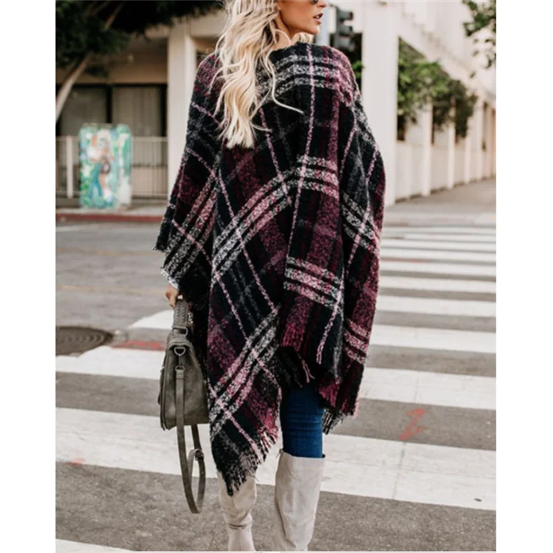 

Womens Sweaters 2020 Winter Casual Cardigan Women Plaid Korean Style Womens Sweater Tassel