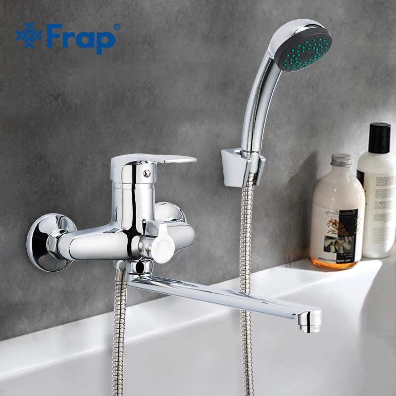 frap wall mounted bathtub faucet outlet pipe brass surface spray painting handheld shower head 7 colors bathroom faucet set free global shipping