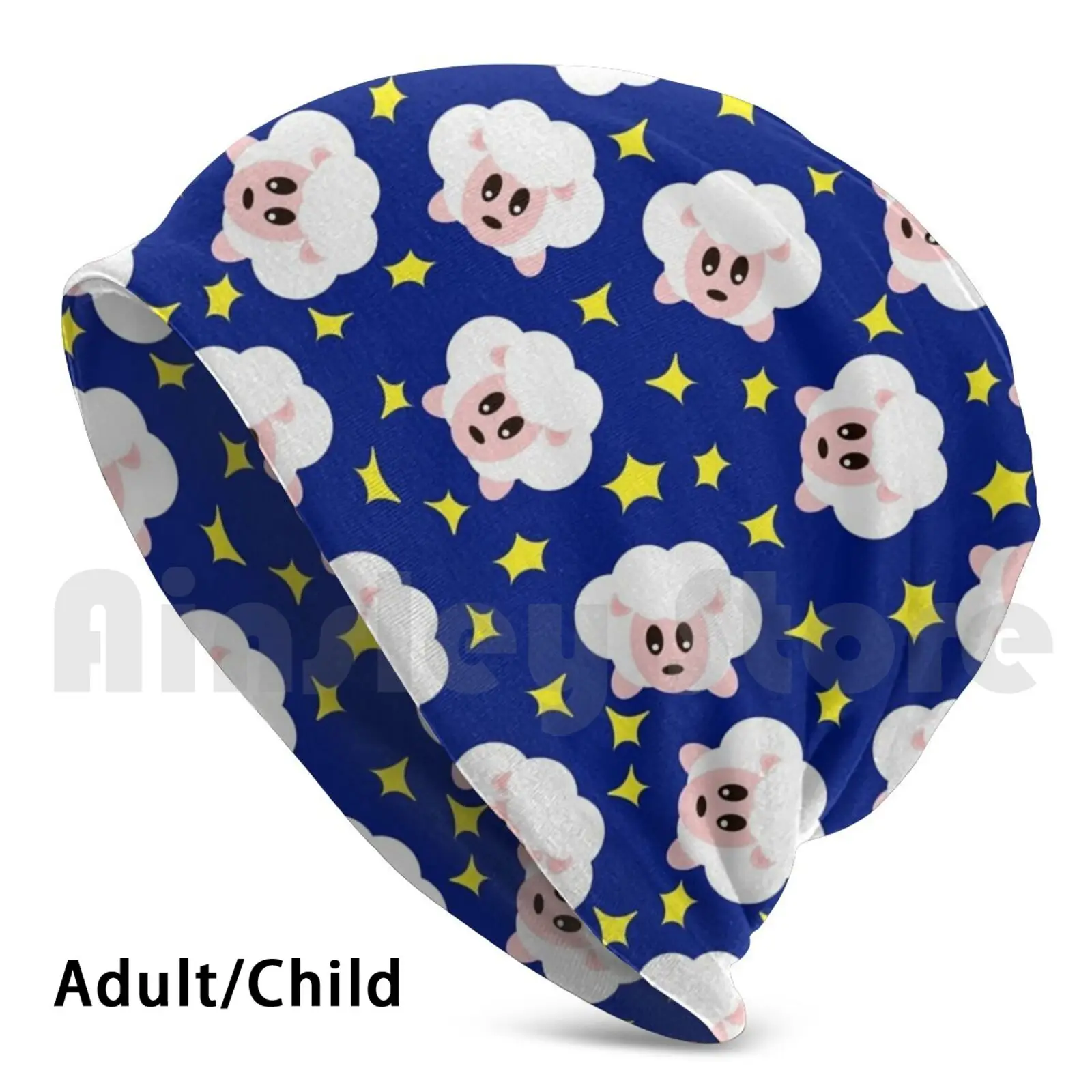 

Ягнята со звездами. Хорошей ночи. Облегающие шапки, пуловер, кепка, удобные овечьи звёзды, синие, ночные, Желтые Детские узоры