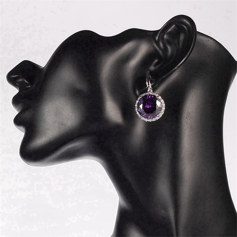 Серьги SHUNXUNZE для женщин, аксессуары, роскошный розовый фиолетовый светло-голубой Радужный кубический цирконий, посеребренный R146 R486 R737 R749