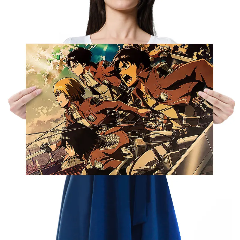 

Famous Anime Attacking Giant Character Armin Arlert Cartoon Retro Kraft Paper Poster Home Decor Painting Printed Wall Stickers