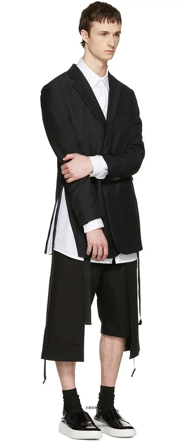 

Men's clothing GD Hair Stylist fashion Catwalk LooseDouble layer splicing pants costume plus size singer costumes