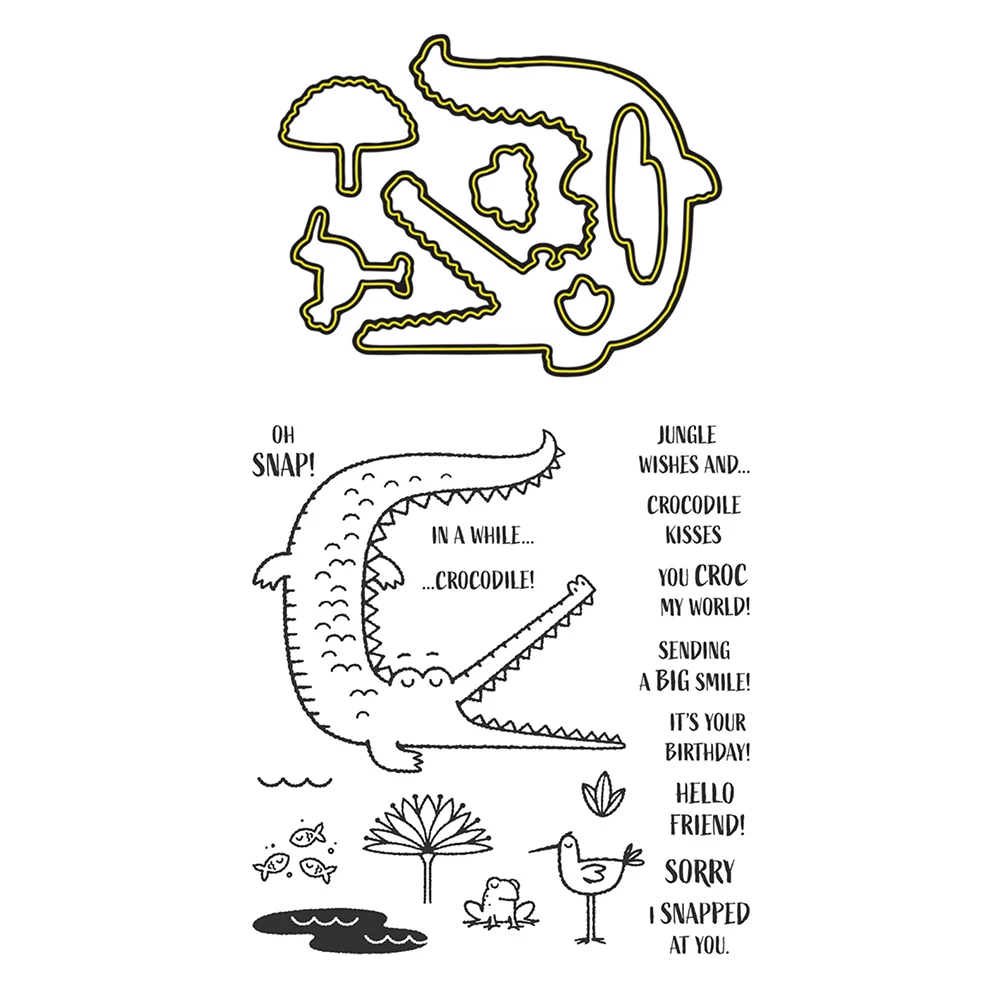 

Форма в виде крокодиловой лягушки и цветка, металлические Вырубные штампы, трафарет для тиснения, бумажная карточка, Прозрачная силиконова...