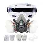 Полумаска промышленная 7 в 1 6200 + защитные очки, респиратор для защиты от газа, двойные фильтры для покраски, распыления, Защитные защитные маски