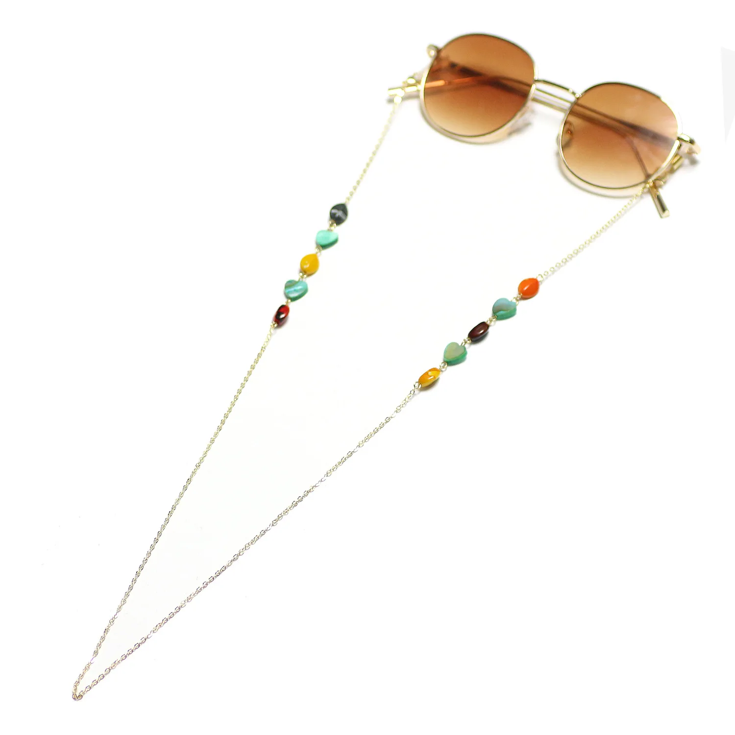 

Korean Simple Green Heart Shell Acrylic Fashion Retro Anti Slip Hanging Neck Glasses Chain Sunglasses Hold Straps Cords