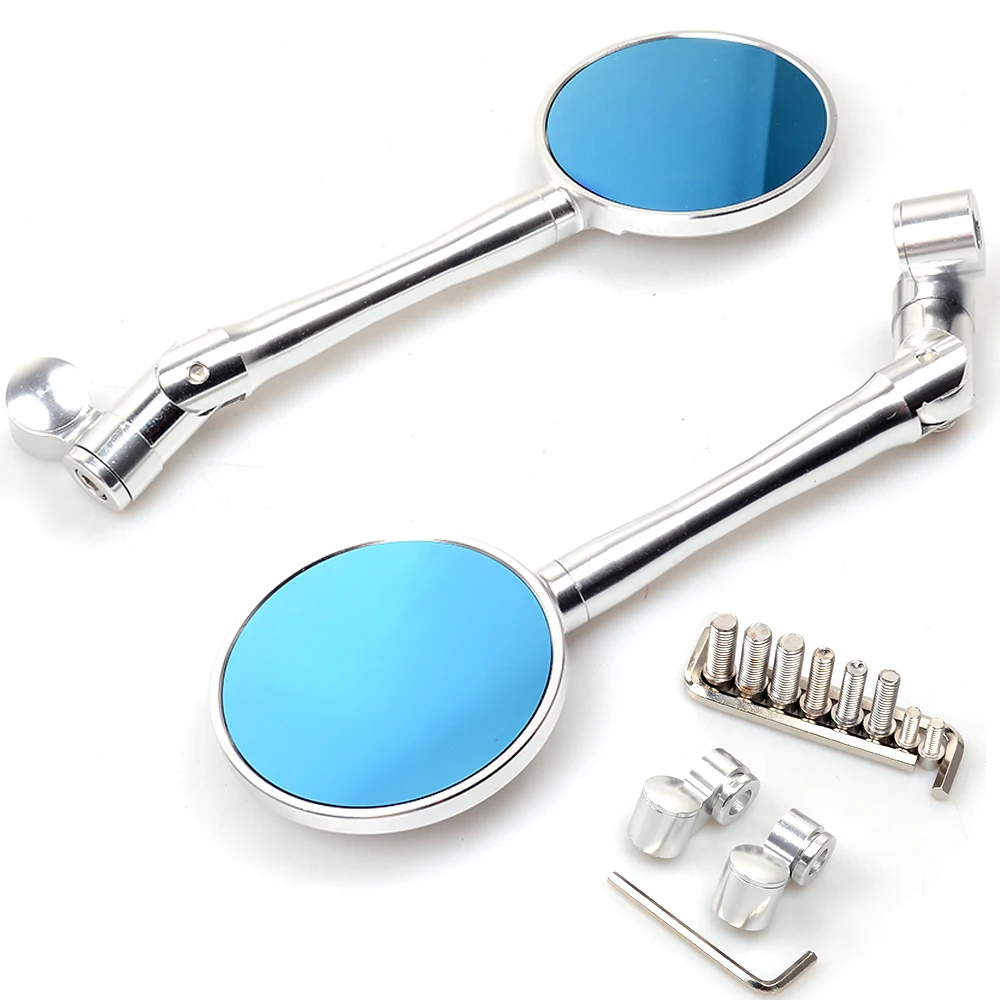 

Universal Aluminum Motorcycle Handlebar Rear View Mirrors Blue Anti-glare Mirror for Honda Yamaha Suzuki Scooter Kawasaki