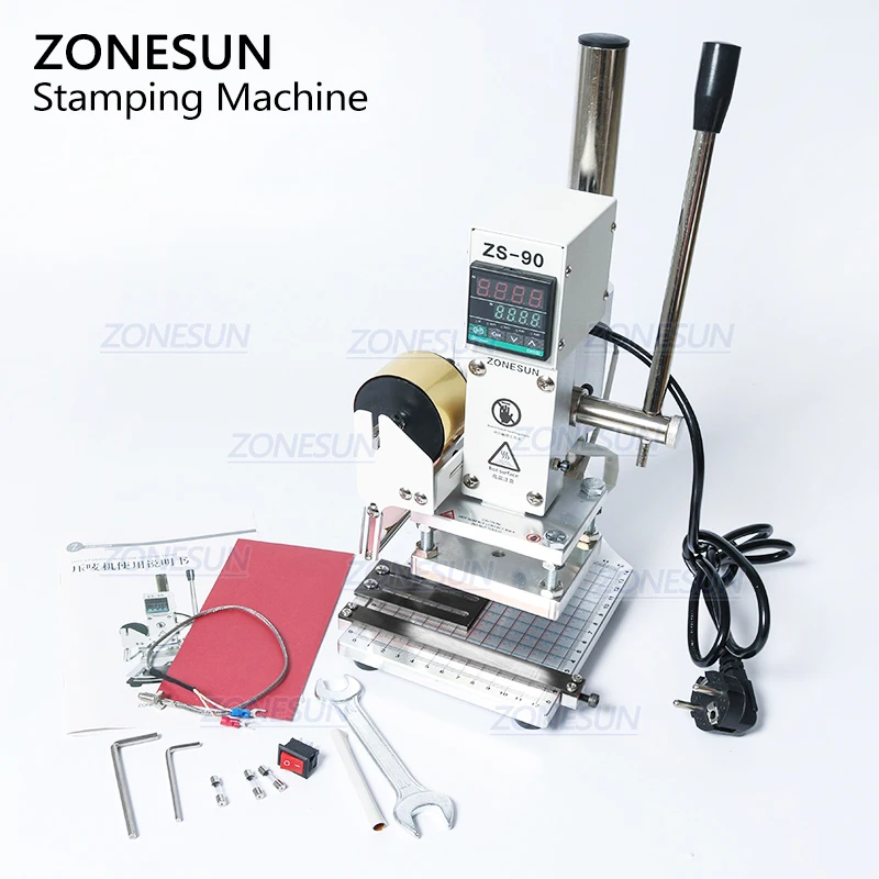 zonesun press machine hot foil stamping machine for leather wood paper branding custom logo marking embossing press trainer free global shipping