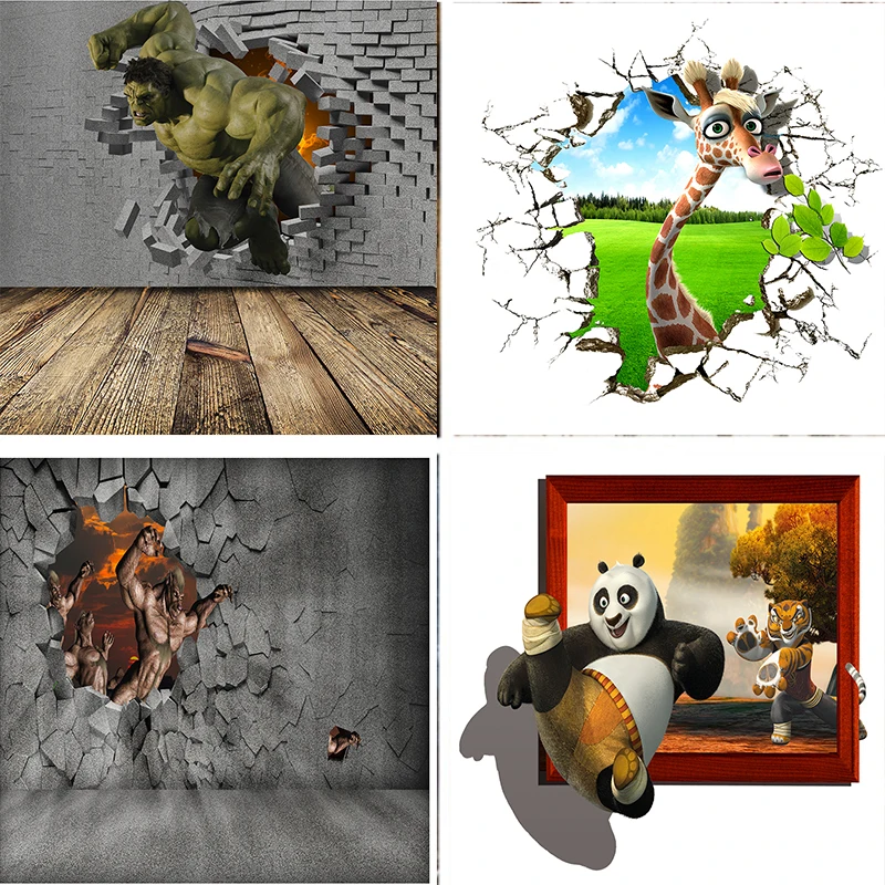 Nitree фон супер герой 3D панда печать фото студия реквизит Дельфин сломанная стена