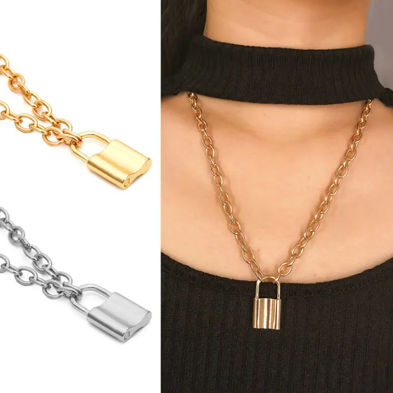 Зима 2019 женское ожерелье из сплава в форме замка подвеска висячий замок длинная