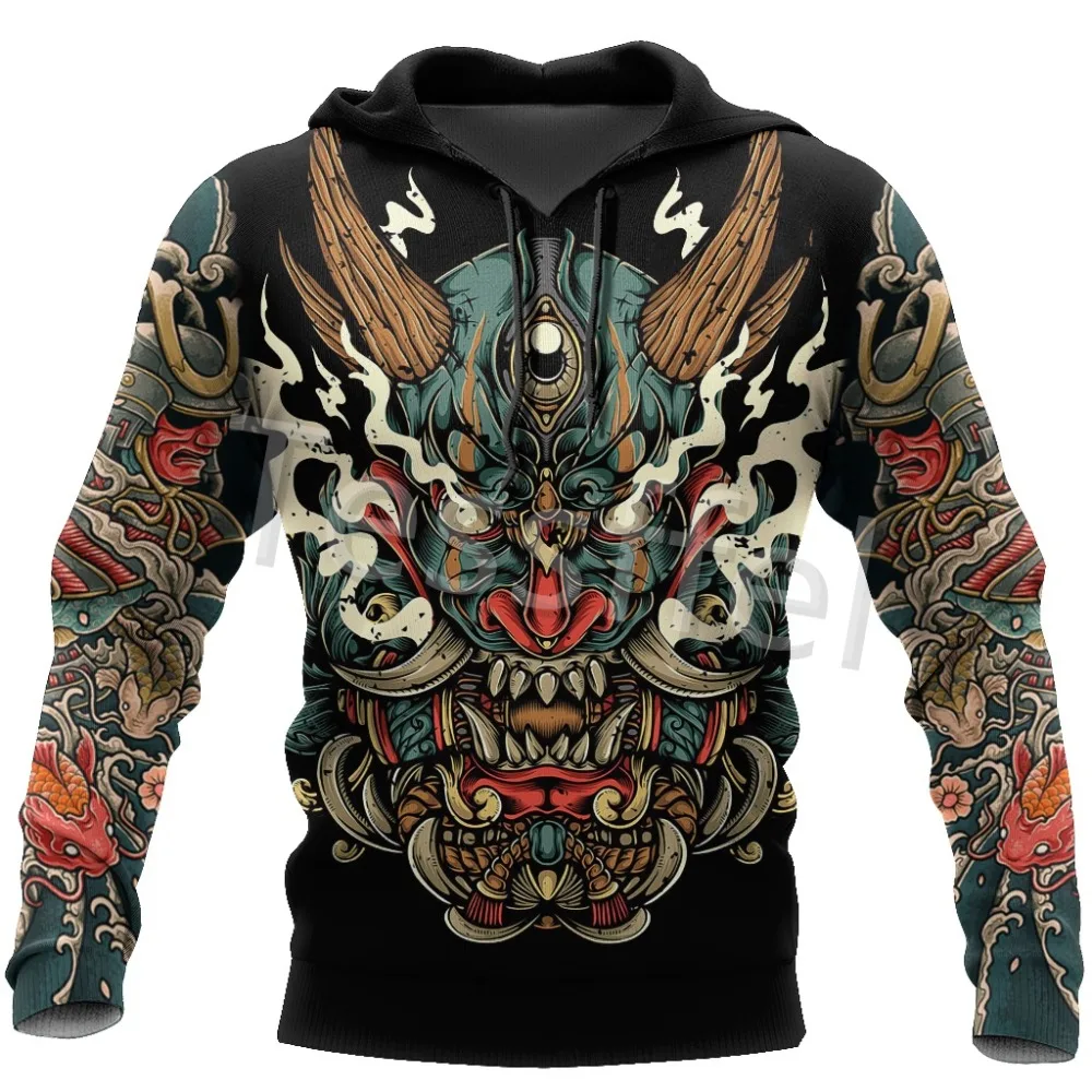 

2021 New Japanese Samurai Tattoo 3D Printed New Men's Sweatshirt Harajuku Zip Hoodie Casual Unisex Jacket Pullover