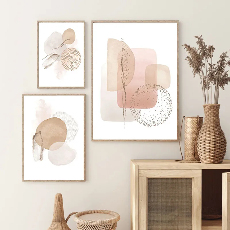 

Nordic Abstract Beige Geometric Canvas Painting Modern Poster and Print Wall Art Pictures Bedroom Living Room Home Decoration