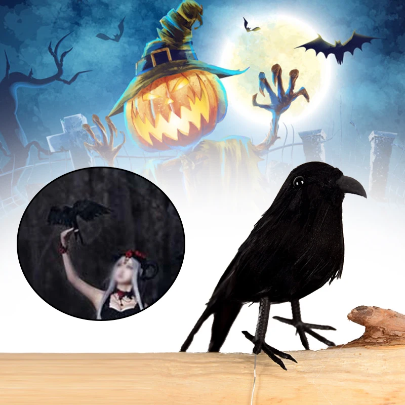 Реалистичный Черный реквизит для Хэллоуина черный Реалистичная черная птица