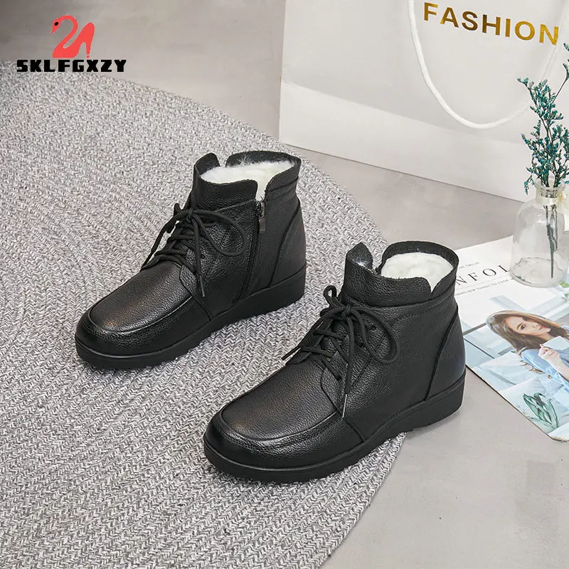 

Зимняя обувь SKLFGXZY, женские теплые меховые сапоги, женские повседневные водонепроницаемые сапоги из натуральной кожи