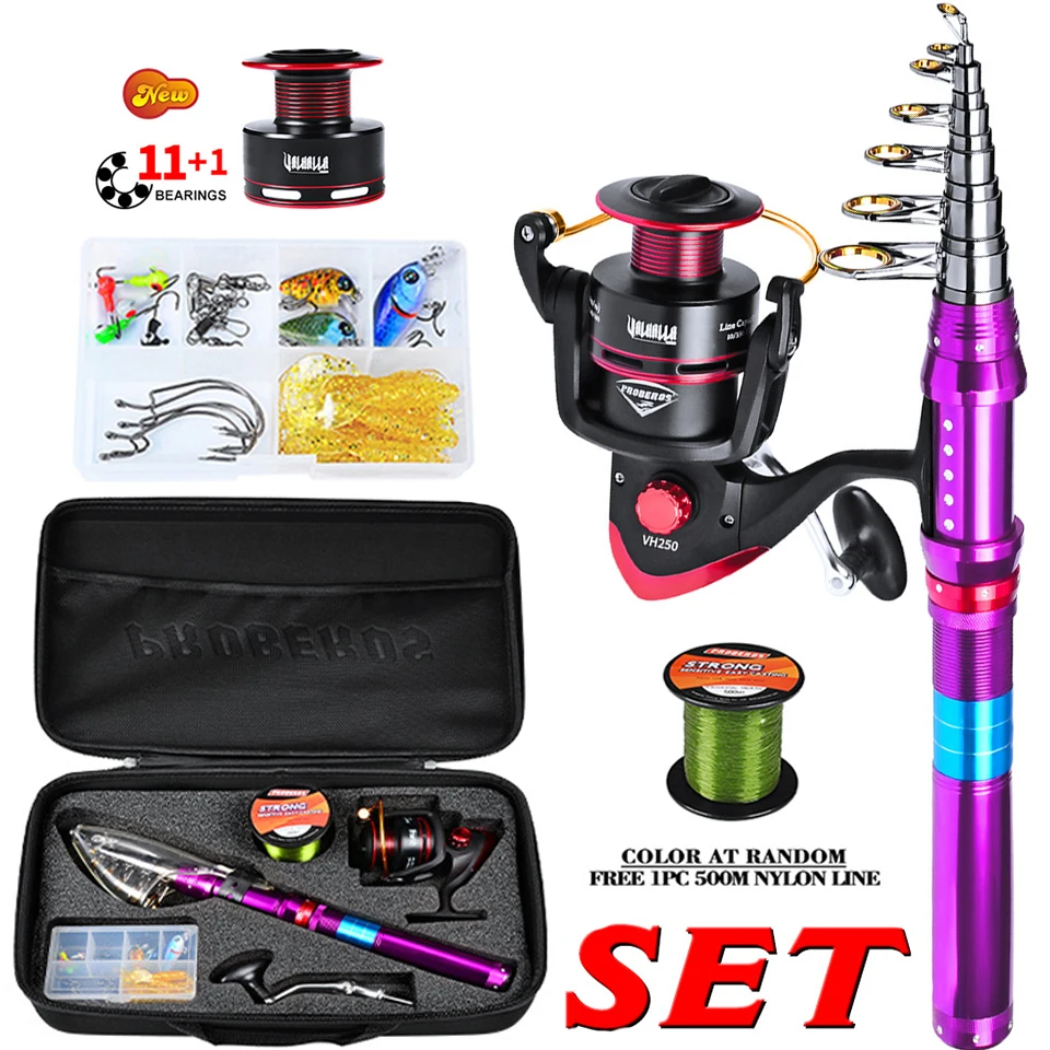 

1.8-2.7M Casting Rod Combo Fishing Set with Bag PE Braid Line Lure Bait Accessories Box Casting Rod Reel Fishing Kit