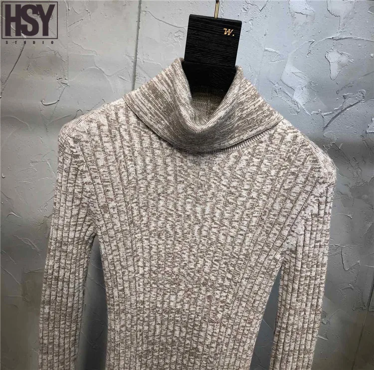 【HSY】2019 Новое Элегантное облегающее женское платье с длинными рукавами и высоким