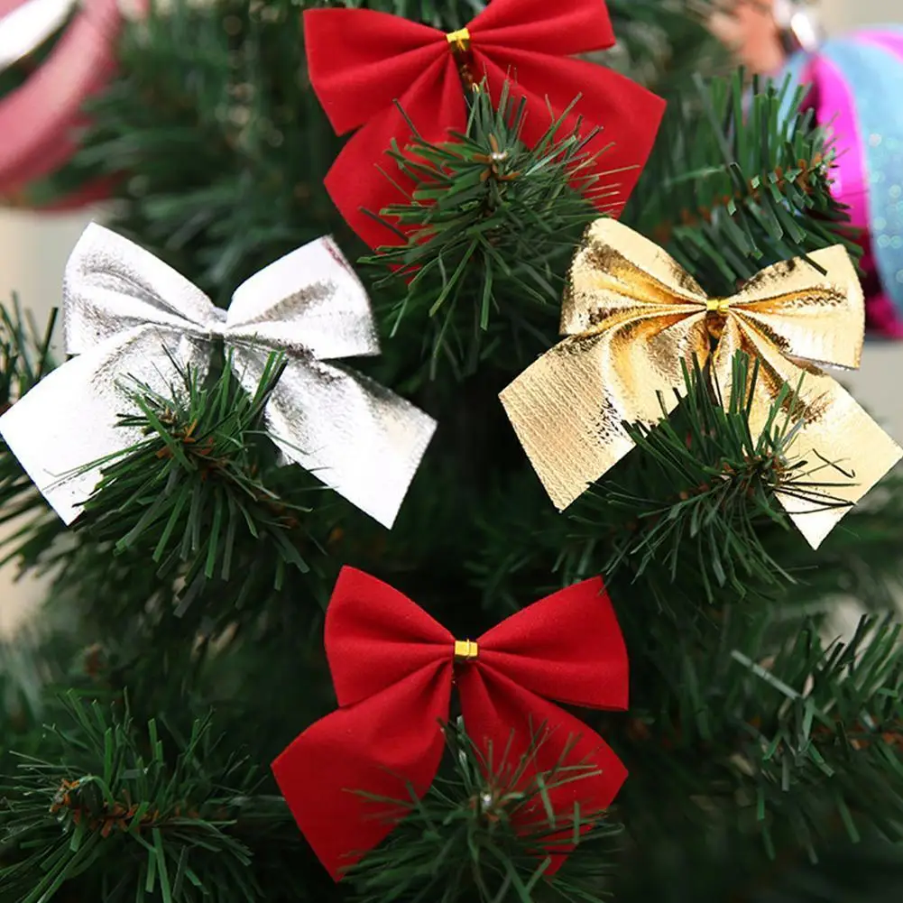 

12 шт. красный Рождественский бант, Счастливого Рождества, украшения для елки, «сделай сам», Прямая поставка, украшения для рождественской ел...