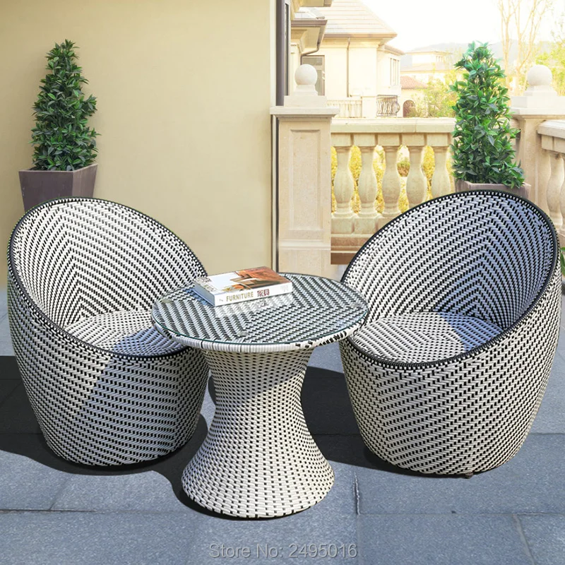 3 шт. металлический каркас с набор плетеной патио конференц стол и стулья для сада