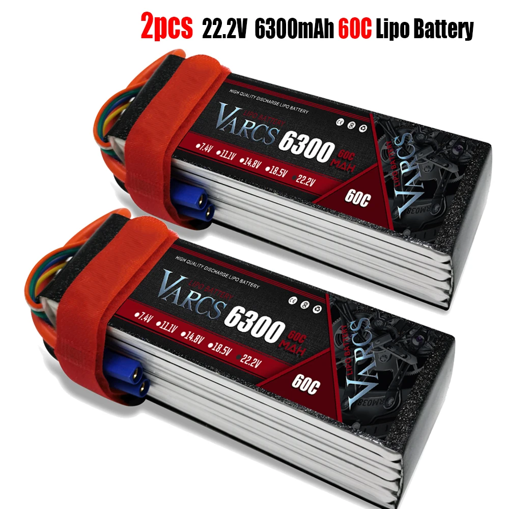 

2PCS VARCS Lipo Batteries 2S 7.4V 11.1V 14.8V 22.2V 6300mAh 60C/120C for RC Car Off-Road Buggy Truck Boats salash Drone Parts
