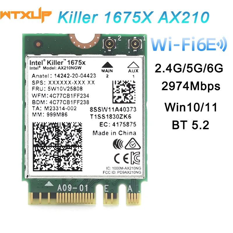 Трехдиапазонный ноутбук killer 1675X Wi-Fi 6E 5374 м для Bluetooth 5 2 802 11AX беспроводная сетевая