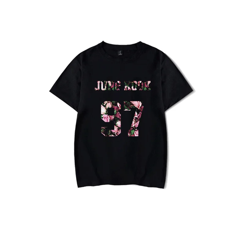 Kpop JUNG KOOK Белая Футболка модная Bangtan футболка с коротким рукавом летняя черная