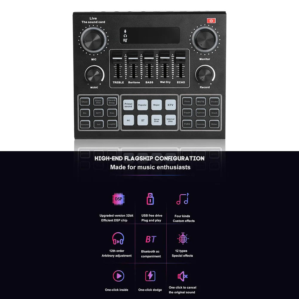 

Microphone Sound Card Live Broadcast Sound Adapter Headset Audio Studio V9 3.5mm Office Caring Computer Supplies